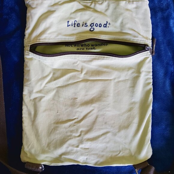 LIFE IS GOOD Canvas Cinch Rucksack Drawstring Cotton Backpack Bag - Picture 4 of 15